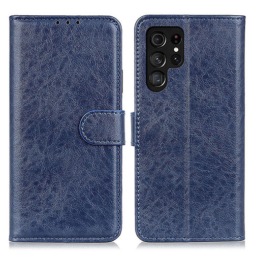 Leather Case Stands Flip Cover Holder A02D for Samsung Galaxy S23 Ultra 5G Blue