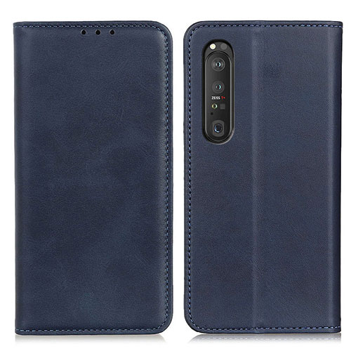 Leather Case Stands Flip Cover Holder A02D for Sony Xperia 1 III Blue