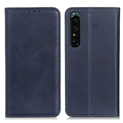 Leather Case Stands Flip Cover Holder A02D for Sony Xperia 1 IV Blue