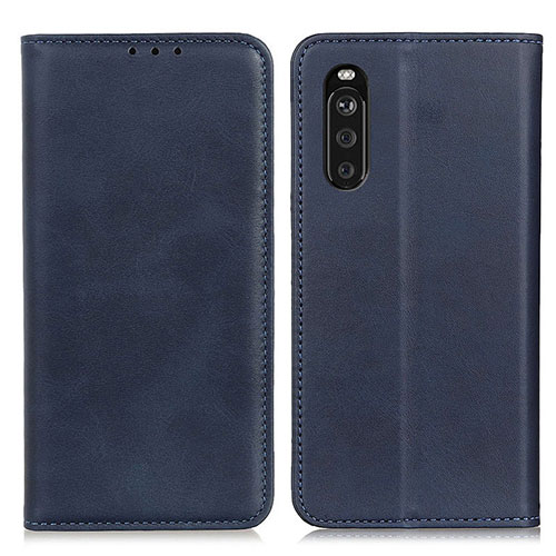 Leather Case Stands Flip Cover Holder A02D for Sony Xperia 10 III SO-52B Blue