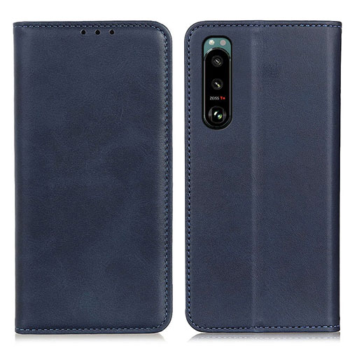 Leather Case Stands Flip Cover Holder A02D for Sony Xperia 5 III SO-53B Blue
