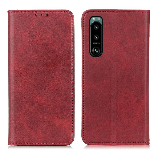 Leather Case Stands Flip Cover Holder A02D for Sony Xperia 5 III SO-53B Red