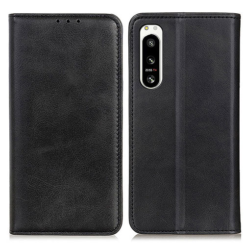 Leather Case Stands Flip Cover Holder A02D for Sony Xperia 5 IV Black