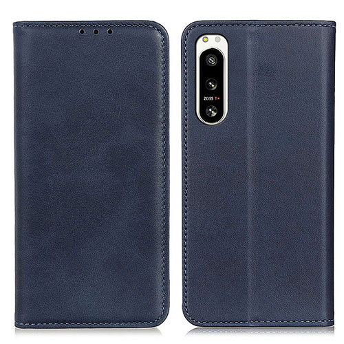 Leather Case Stands Flip Cover Holder A02D for Sony Xperia 5 IV Blue