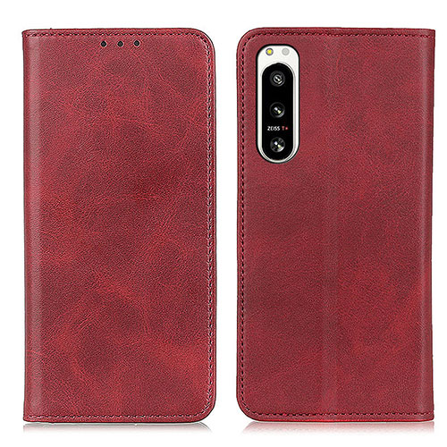 Leather Case Stands Flip Cover Holder A02D for Sony Xperia 5 IV Red