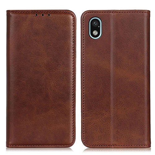 Leather Case Stands Flip Cover Holder A02D for Sony Xperia Ace III SO-53C Brown