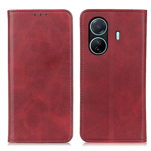 Leather Case Stands Flip Cover Holder A02D for Vivo T1 5G Red