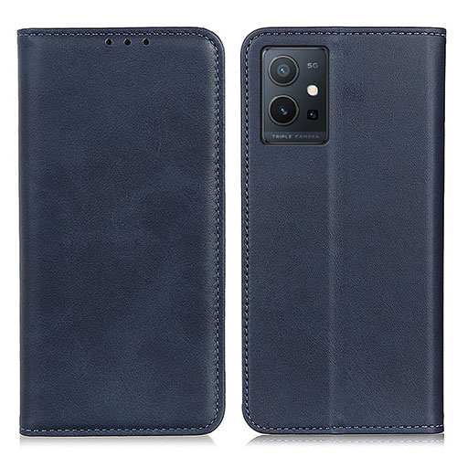 Leather Case Stands Flip Cover Holder A02D for Vivo Y55 5G Blue