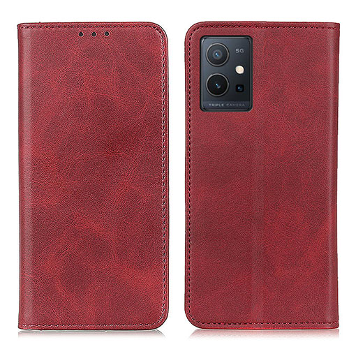 Leather Case Stands Flip Cover Holder A02D for Vivo Y55s 5G Red
