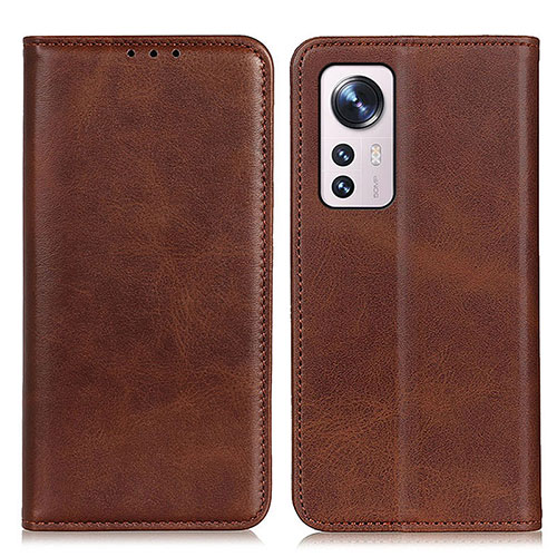 Leather Case Stands Flip Cover Holder A02D for Xiaomi Mi 12 Lite 5G Brown