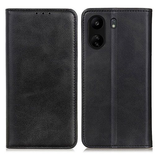 Leather Case Stands Flip Cover Holder A02D for Xiaomi Poco C65 Black