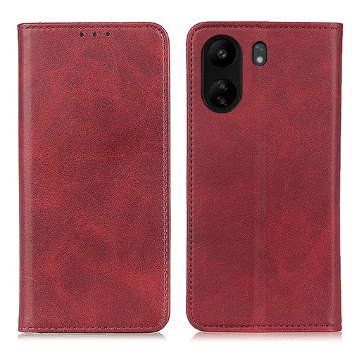 Leather Case Stands Flip Cover Holder A02D for Xiaomi Poco C65 Red