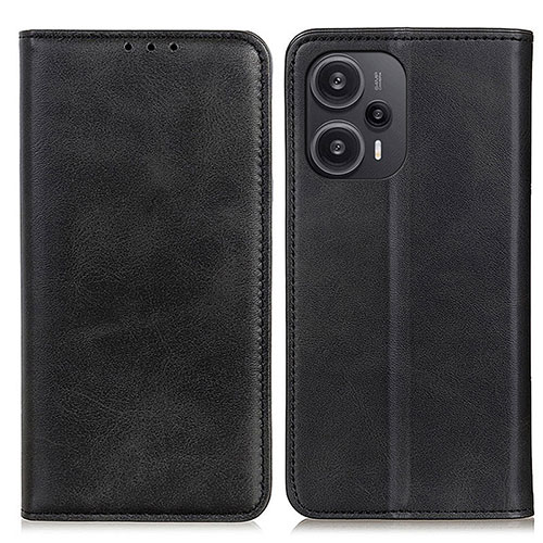 Leather Case Stands Flip Cover Holder A02D for Xiaomi Poco F5 5G Black