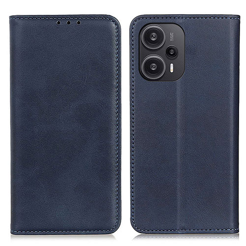 Leather Case Stands Flip Cover Holder A02D for Xiaomi Poco F5 5G Blue