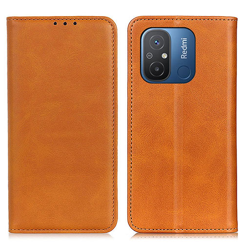 Leather Case Stands Flip Cover Holder A02D for Xiaomi Redmi 11A 4G Light Brown