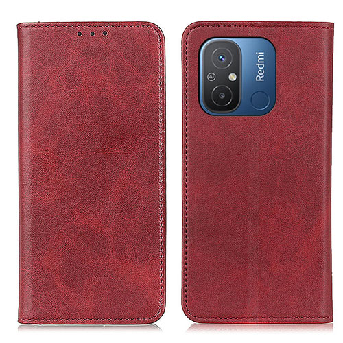 Leather Case Stands Flip Cover Holder A02D for Xiaomi Redmi 11A 4G Red