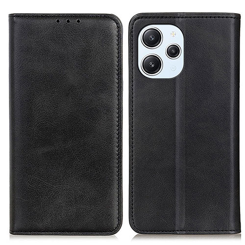 Leather Case Stands Flip Cover Holder A02D for Xiaomi Redmi 12 4G Black