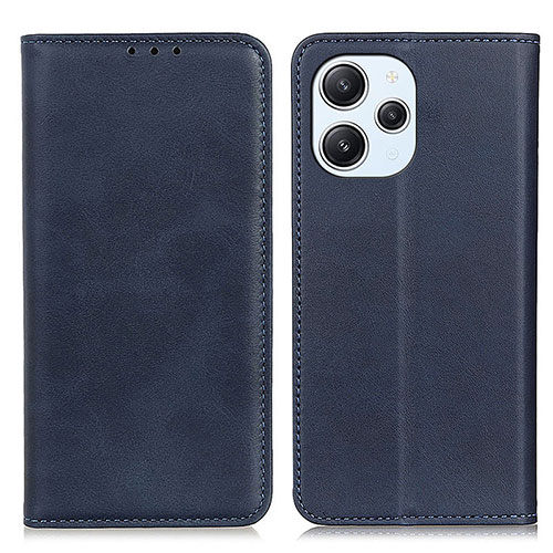 Leather Case Stands Flip Cover Holder A02D for Xiaomi Redmi 12 4G Blue