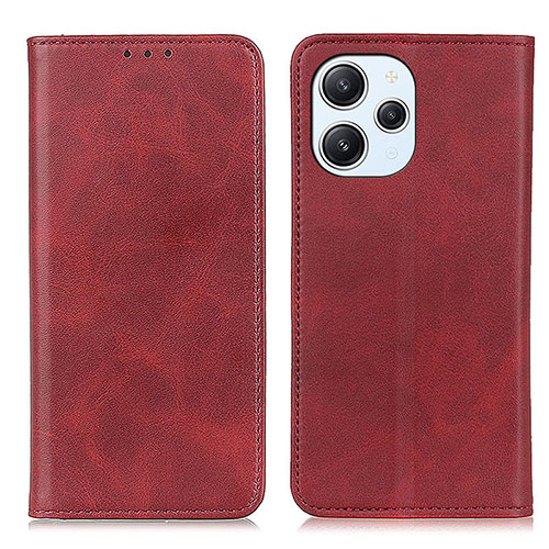 Leather Case Stands Flip Cover Holder A02D for Xiaomi Redmi 12 4G Red