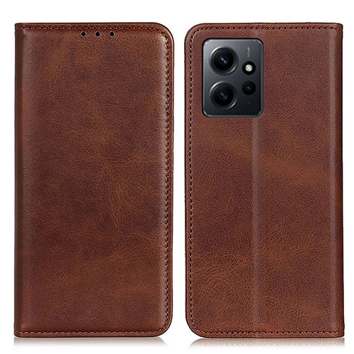 Leather Case Stands Flip Cover Holder A02D for Xiaomi Redmi Note 12 4G Brown