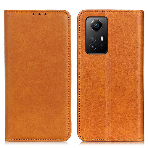 Leather Case Stands Flip Cover Holder A02D for Xiaomi Redmi Note 12S Light Brown