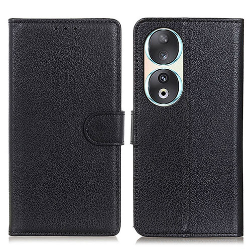 Leather Case Stands Flip Cover Holder A03D for Huawei Honor 90 5G Black