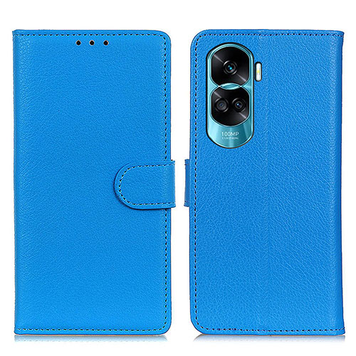 Leather Case Stands Flip Cover Holder A03D for Huawei Honor 90 Lite 5G Sky Blue