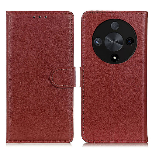 Leather Case Stands Flip Cover Holder A03D for Huawei Honor Magic6 Lite 5G Brown