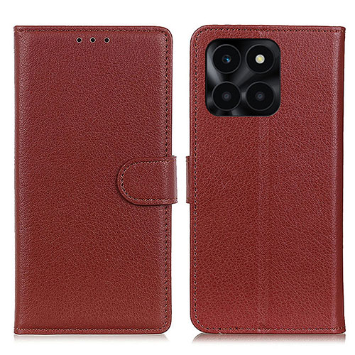 Leather Case Stands Flip Cover Holder A03D for Huawei Honor X6a Brown