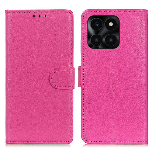 Leather Case Stands Flip Cover Holder A03D for Huawei Honor X8b Hot Pink