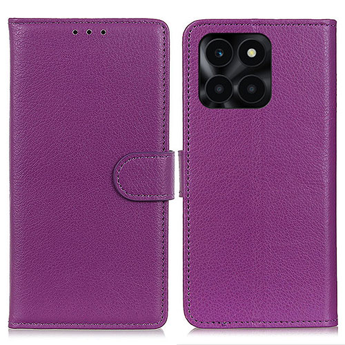 Leather Case Stands Flip Cover Holder A03D for Huawei Honor X8b Purple