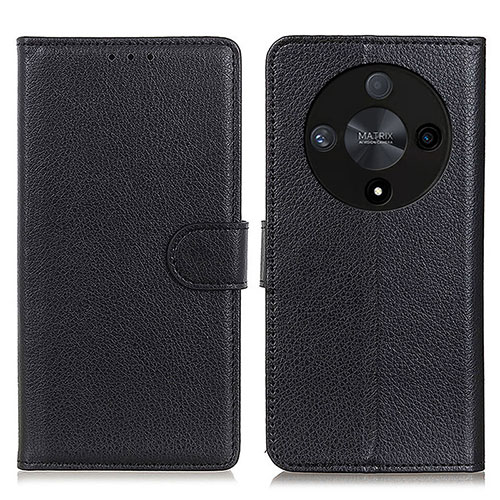 Leather Case Stands Flip Cover Holder A03D for Huawei Honor X9b 5G Black