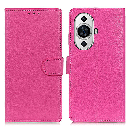 Leather Case Stands Flip Cover Holder A03D for Huawei Nova 11 Pro Hot Pink