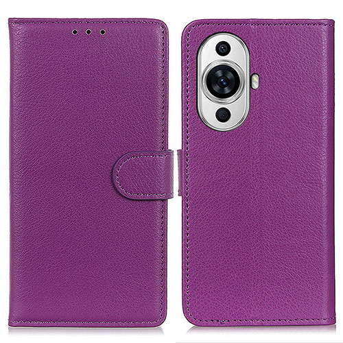 Leather Case Stands Flip Cover Holder A03D for Huawei Nova 11 Purple