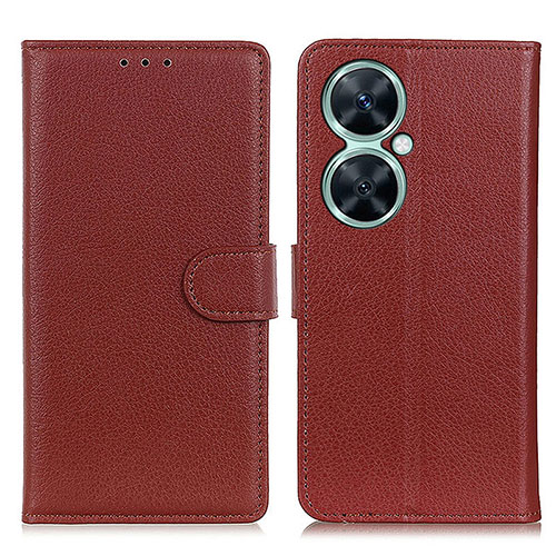 Leather Case Stands Flip Cover Holder A03D for Huawei Nova 11i Brown