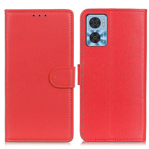 Leather Case Stands Flip Cover Holder A03D for Motorola Moto E22 Red