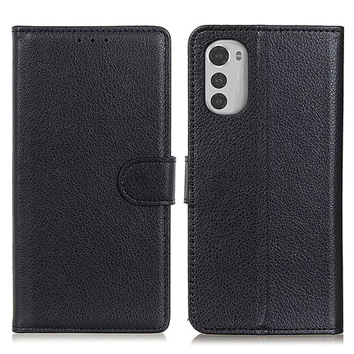 Leather Case Stands Flip Cover Holder A03D for Motorola Moto E32 Black