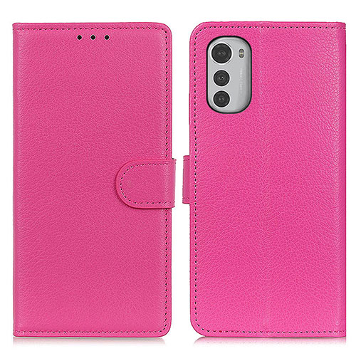 Leather Case Stands Flip Cover Holder A03D for Motorola Moto E32 Hot Pink