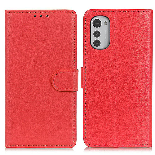 Leather Case Stands Flip Cover Holder A03D for Motorola Moto E32s Red