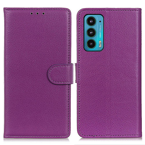 Leather Case Stands Flip Cover Holder A03D for Motorola Moto Edge 20 5G Purple