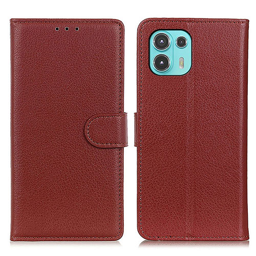 Leather Case Stands Flip Cover Holder A03D for Motorola Moto Edge 20 Lite 5G Brown