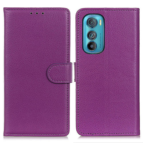 Leather Case Stands Flip Cover Holder A03D for Motorola Moto Edge 30 5G Purple