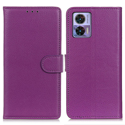 Leather Case Stands Flip Cover Holder A03D for Motorola Moto Edge 30 Lite 5G Purple