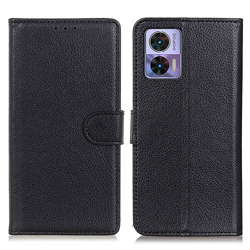 Leather Case Stands Flip Cover Holder A03D for Motorola Moto Edge 30 Neo 5G Black