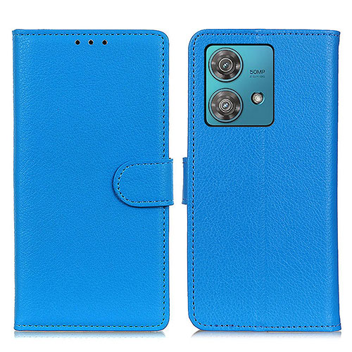 Leather Case Stands Flip Cover Holder A03D for Motorola Moto Edge 40 Neo 5G Sky Blue