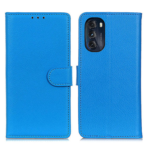 Leather Case Stands Flip Cover Holder A03D for Motorola Moto G 5G (2022) Sky Blue