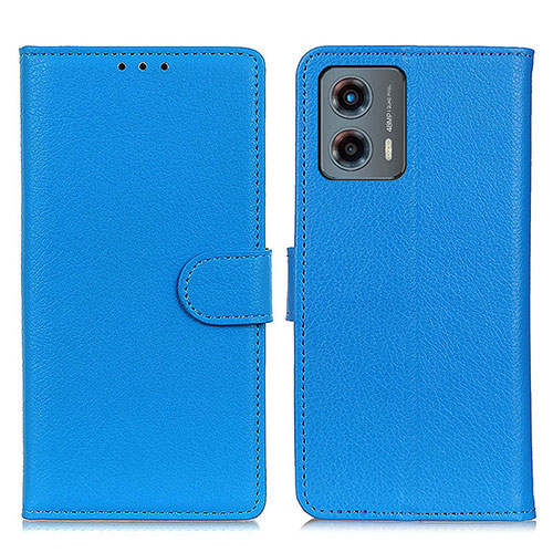 Leather Case Stands Flip Cover Holder A03D for Motorola Moto G 5G (2023) Sky Blue