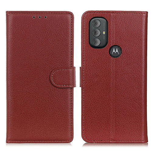 Leather Case Stands Flip Cover Holder A03D for Motorola Moto G Play (2023) Brown