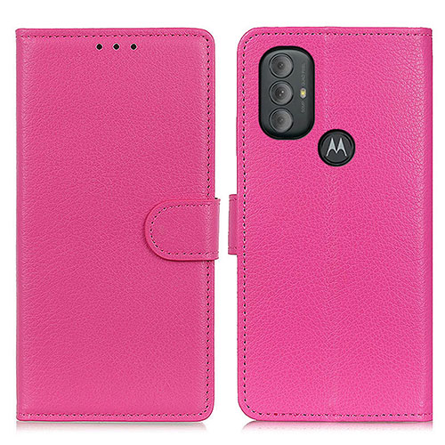 Leather Case Stands Flip Cover Holder A03D for Motorola Moto G Power (2022) Hot Pink