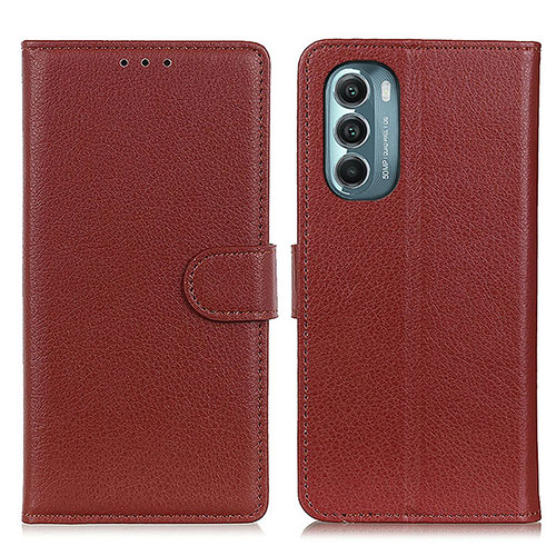 Leather Case Stands Flip Cover Holder A03D for Motorola Moto G Stylus (2022) 4G Brown